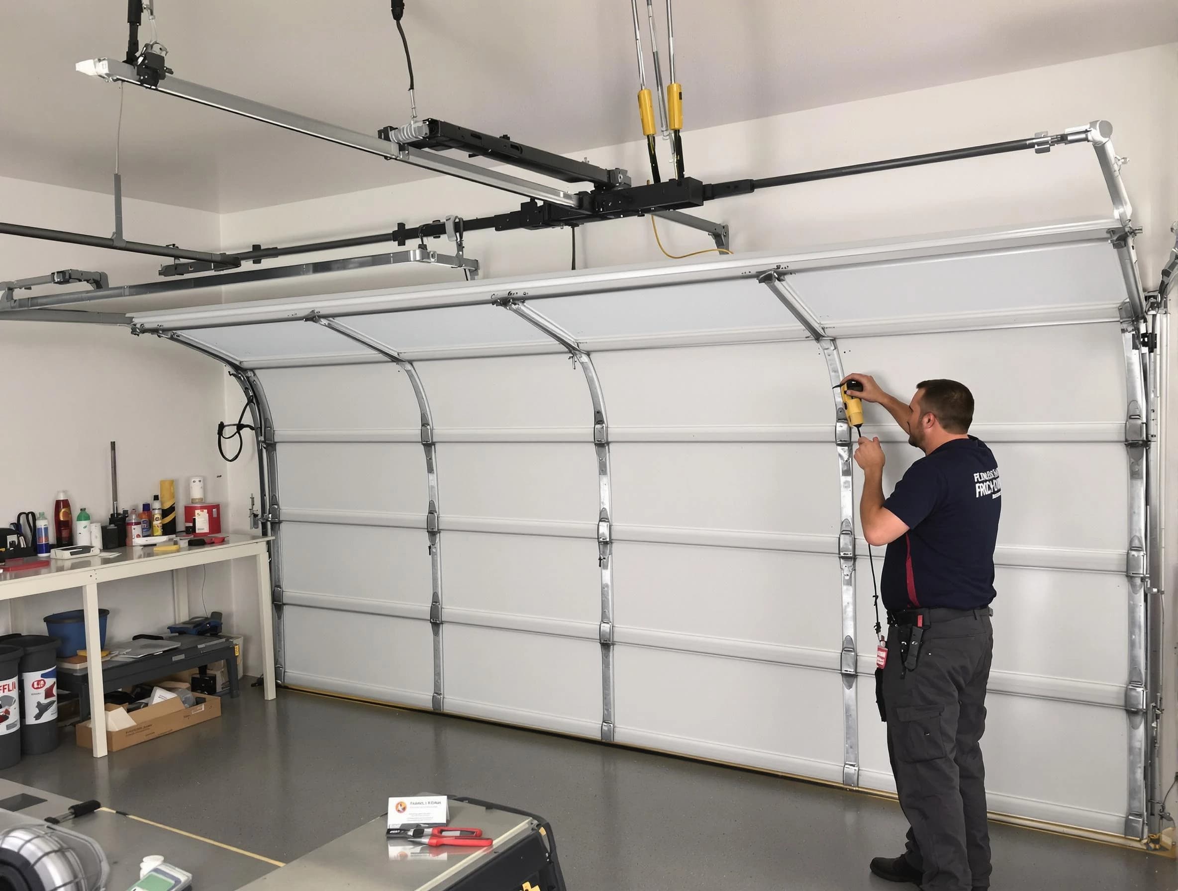 West Pleasant View Garage Door Repair certified technician performing overhead door system repair in West Pleasant View