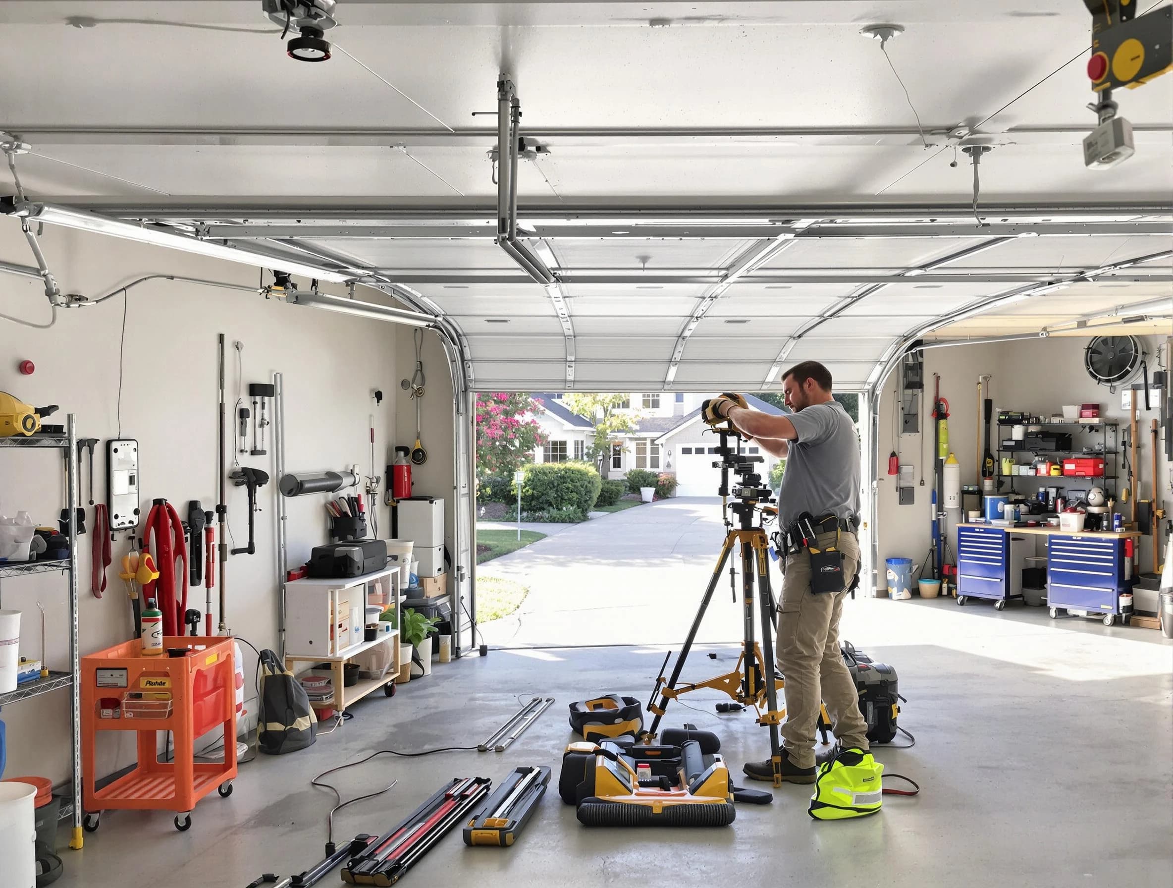 West Pleasant View Garage Door Repair specialist performing laser-guided track alignment in West Pleasant View