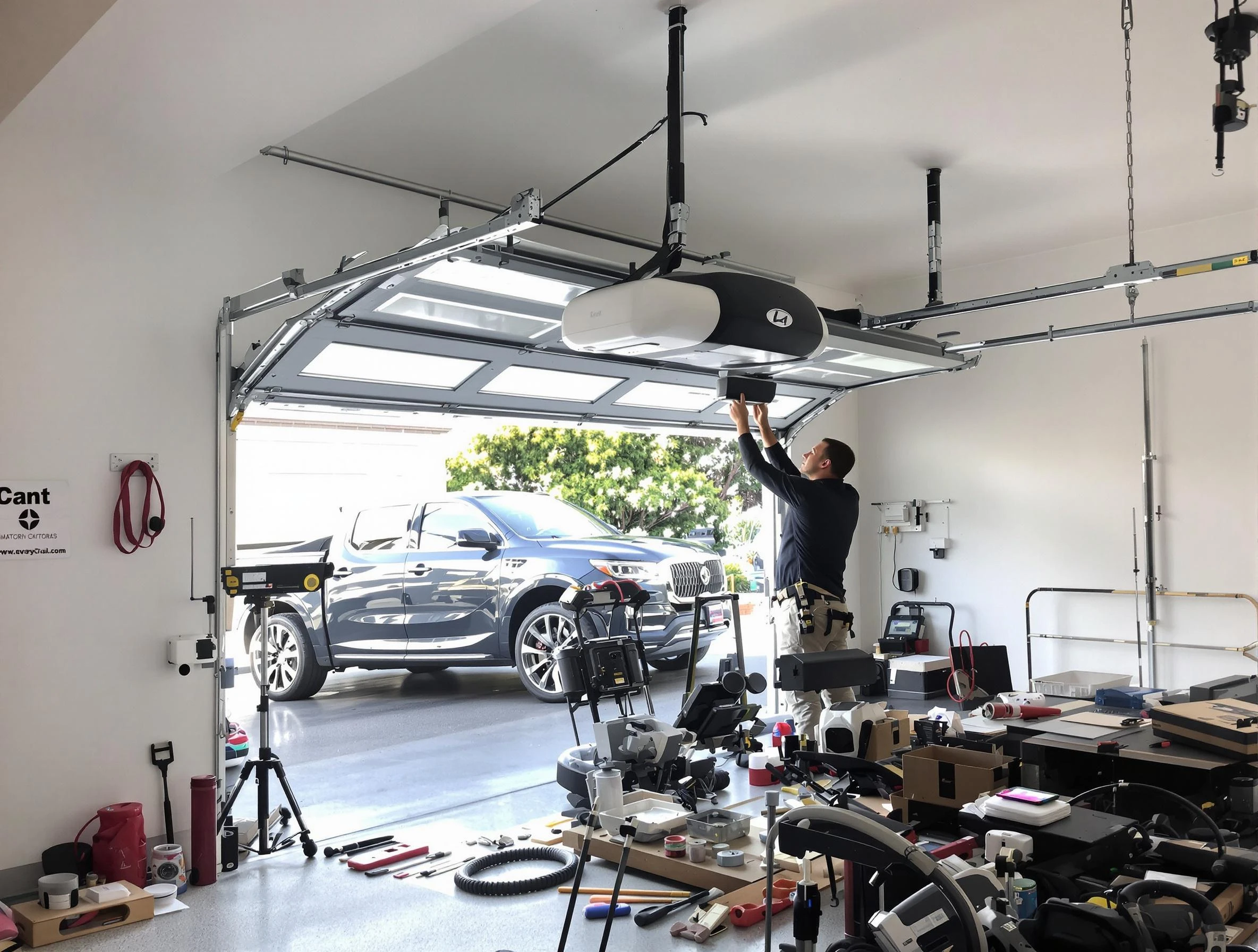 West Pleasant View Garage Door Repair specialist installing smart garage door opener system in West Pleasant View home